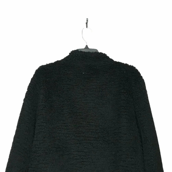 GAP Sweatshirt Women's Sz M Fleece Sherpa 1/4 Zip Pullover Kangaroo Pocket Black - Picture 8 of 10